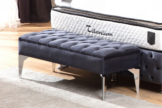 Banquette Coffre Capitonnée Gris Anthracite