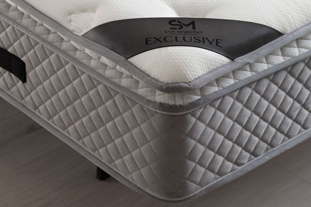 Matelas Exclusif Ressorts Gris - 32 cm avec surmatelas Intégré